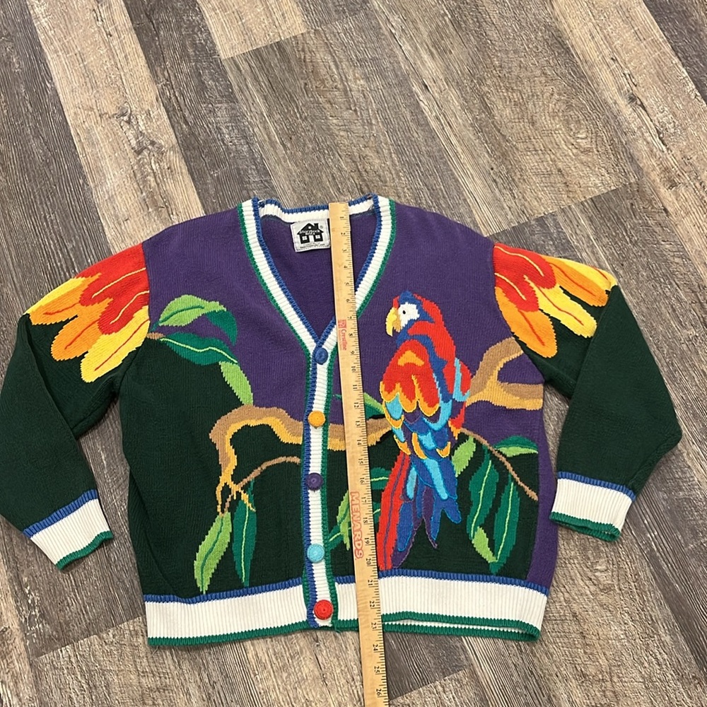 Vintage Storybook Knits Y2K Parrot Cardigan Sweater Novelty 1X Cottagecore - Picture 9 of 10